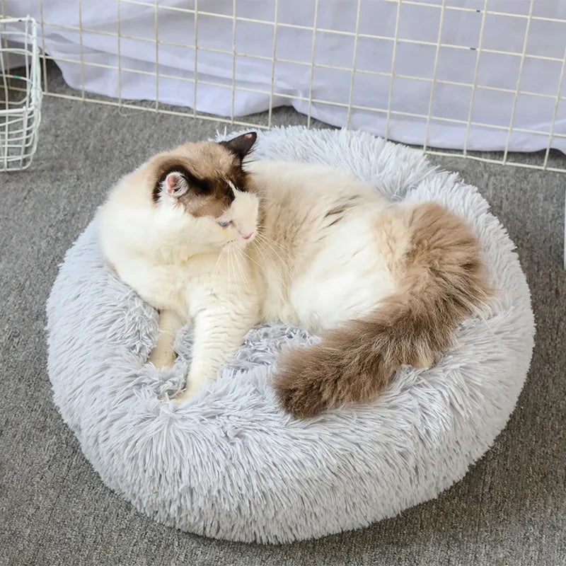 Calming Donut Bed for Dogs & Cats – Fluffy Plush
