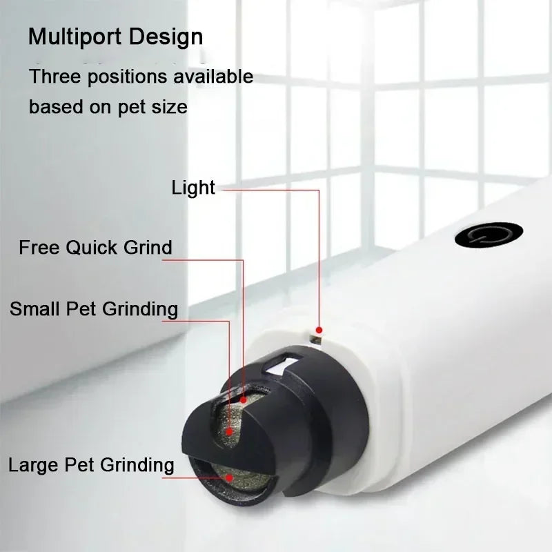 Quiet Dog & Cat Nail Grinder – Rechargeable with LED Light