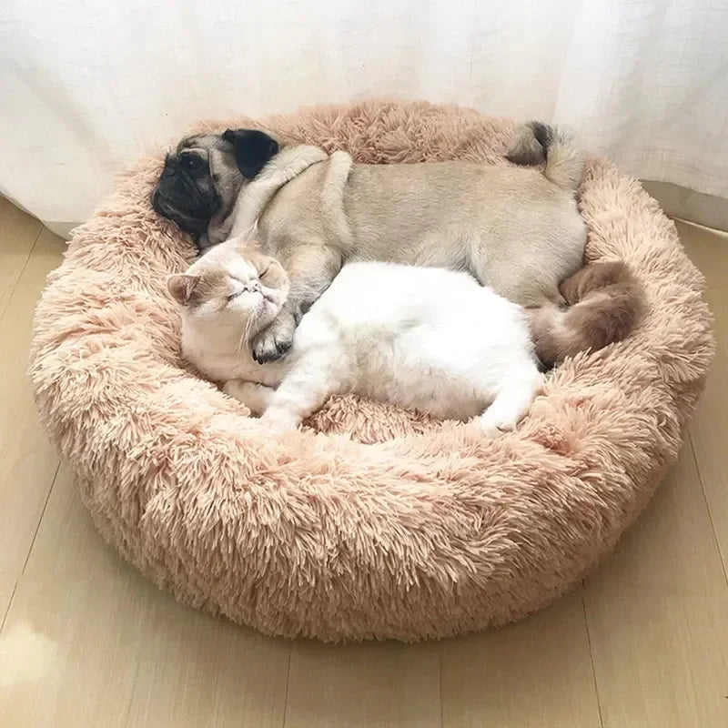 Calming Donut Bed for Dogs & Cats – Fluffy Plush