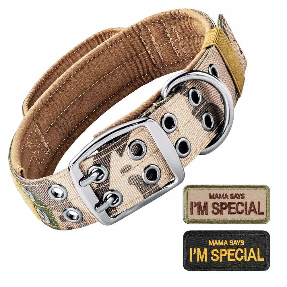 Heavy-Duty Tactical Dog Collar with Double Buckle - Camouflage Collar