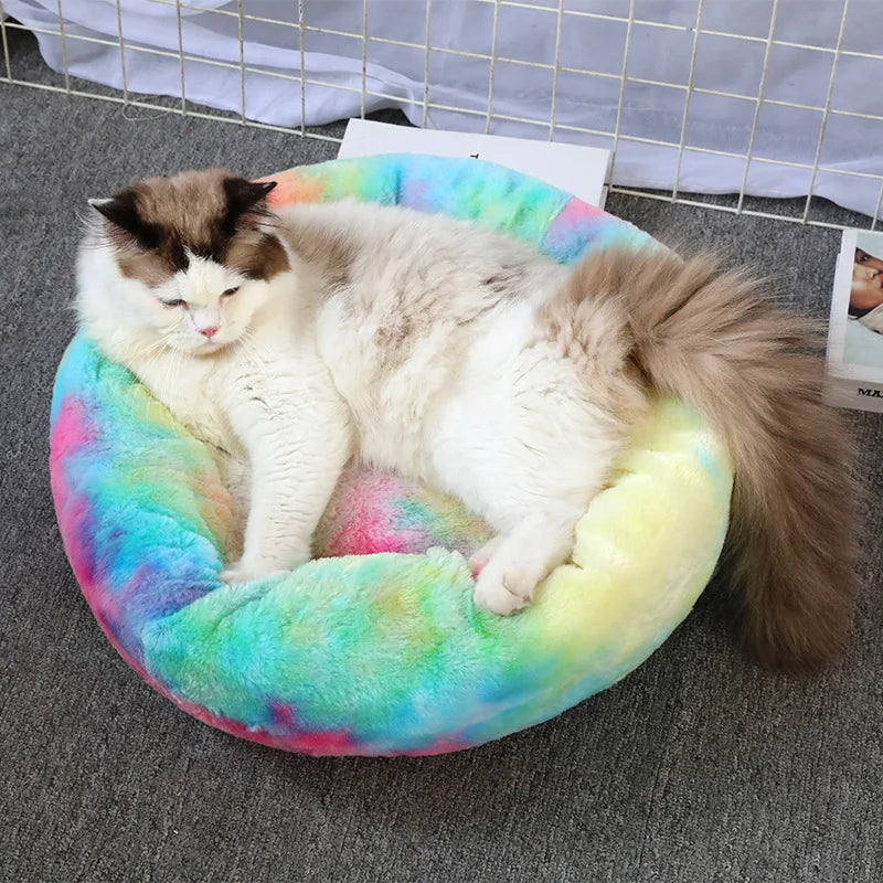 Calming Donut Bed for Dogs & Cats – Fluffy Plush