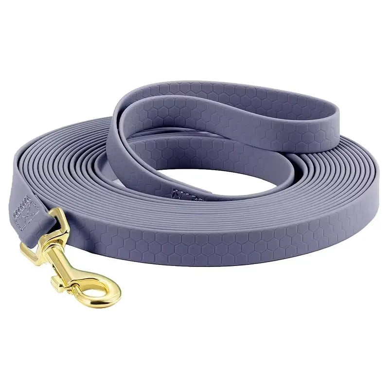 Waterproof PVC Dog Leash with Gold-Tone Buckle - Gray