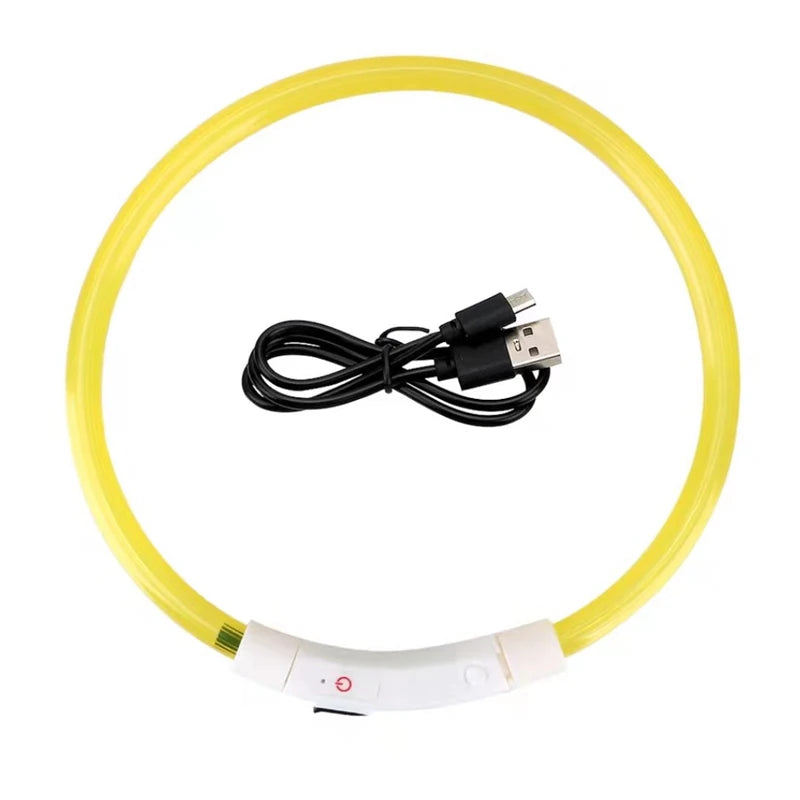USB Rechargeable LED Dog Collar - Yellow