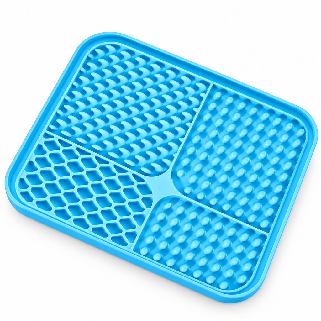 Blue silicone suction lick mat