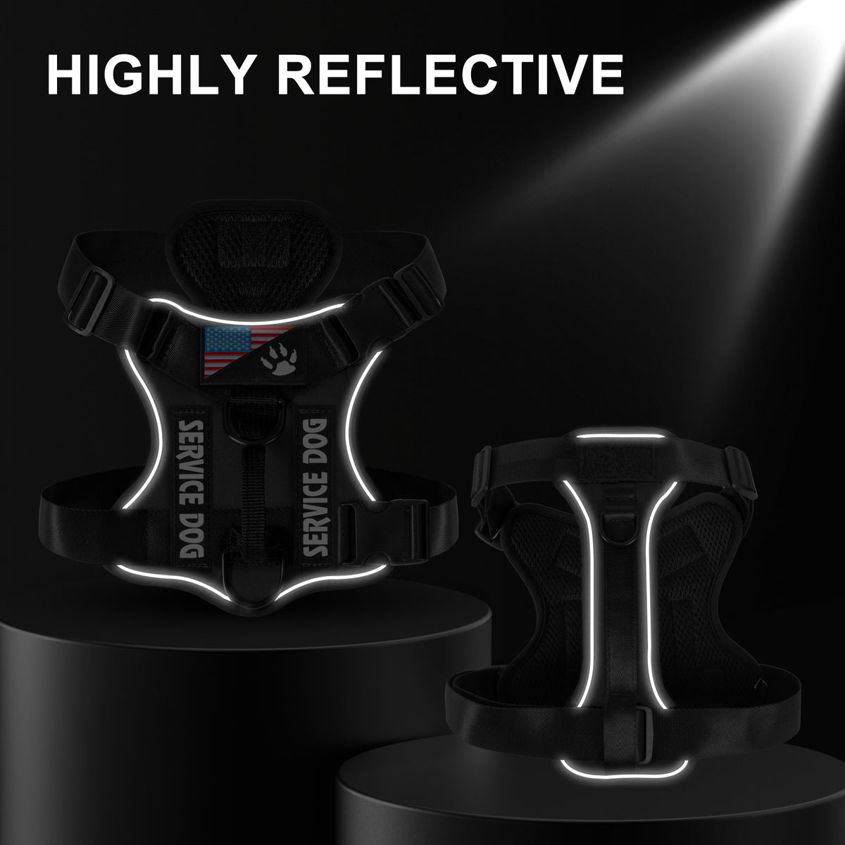 Reflective Service Dog Harness with 5 Patches