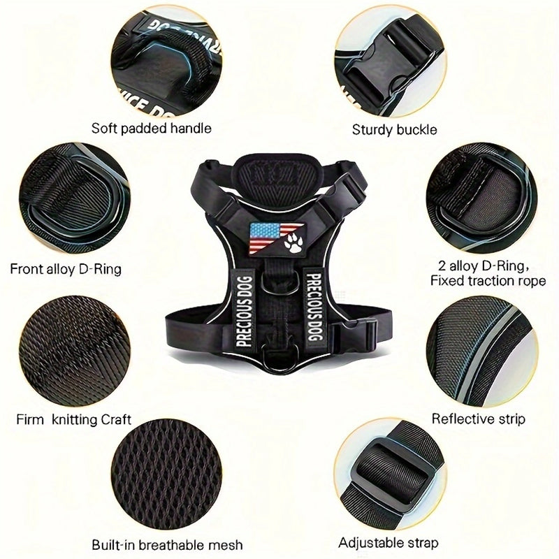 Reflective Service Dog Harness with 5 Patches