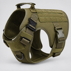 Olive green heavy-duty tactical dog harness with handle