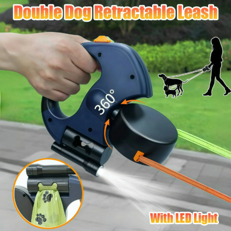 3m Retractable Dog Leash with LED & Bag Holder