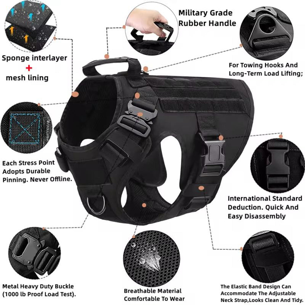 Tactical MOLLE Dog Harness Set with Pouches – photo 3