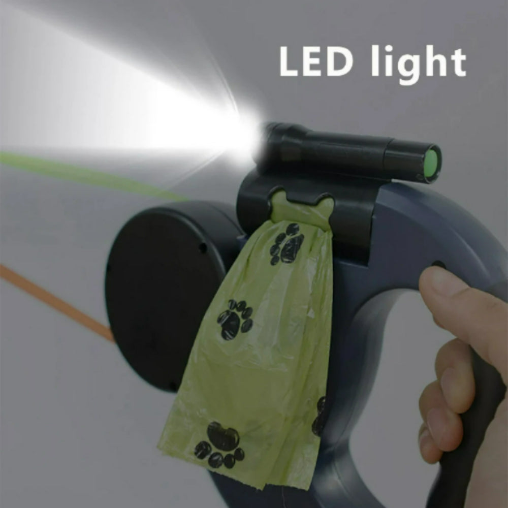 3m Retractable Dog Leash with LED & Bag Holder