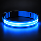 USB rechargeable blue LED safety dog collar