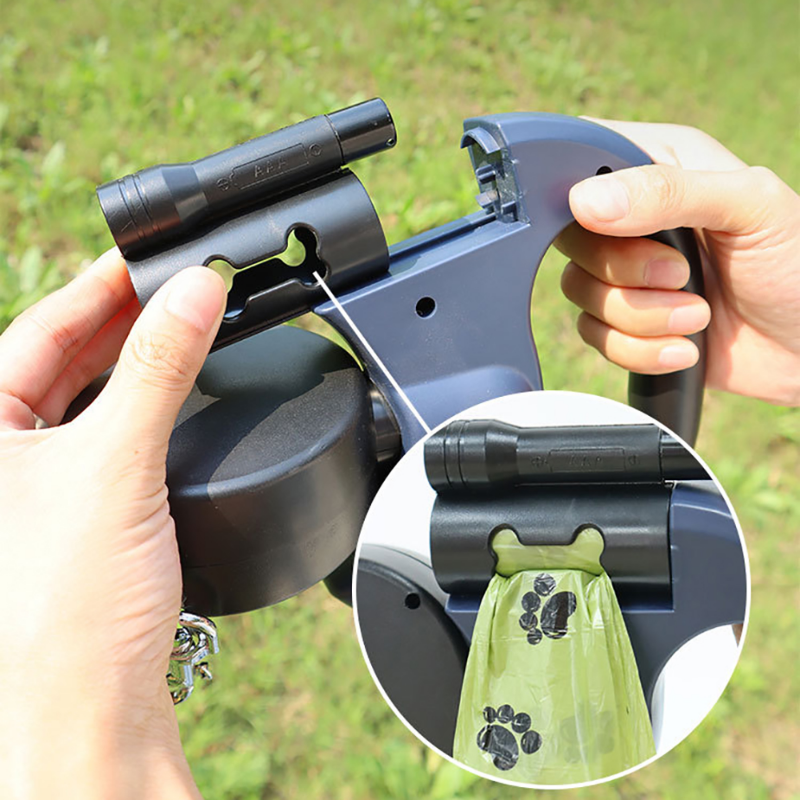 3m Retractable Dog Leash with LED & Bag Holder