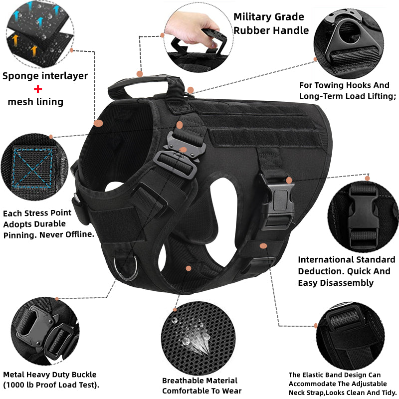 Heavy-Duty Tactical Dog Harness with Handle