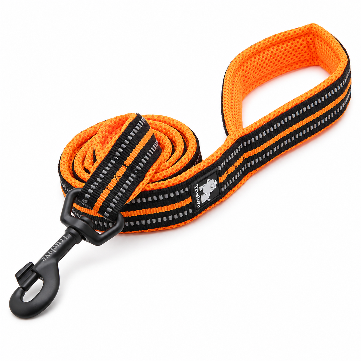 TRUELOVE orange and black reflective padded dog leash